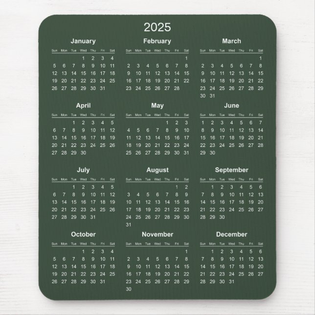 Calendario 2025 simple pero elegante | Alfombrilla (Frente)