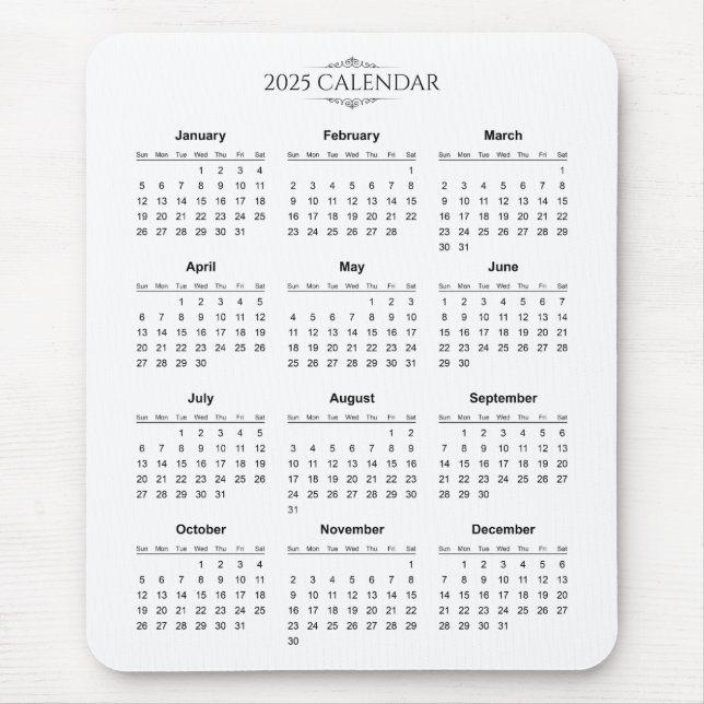 Calendario 2025 simple pero elegante | Alfombrilla (Frente)