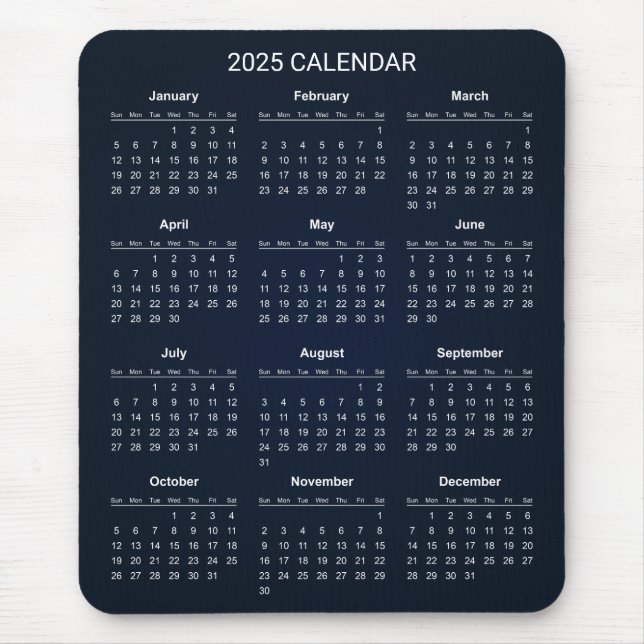 Calendario 2025 simple pero elegante | Alfombrilla (Frente)