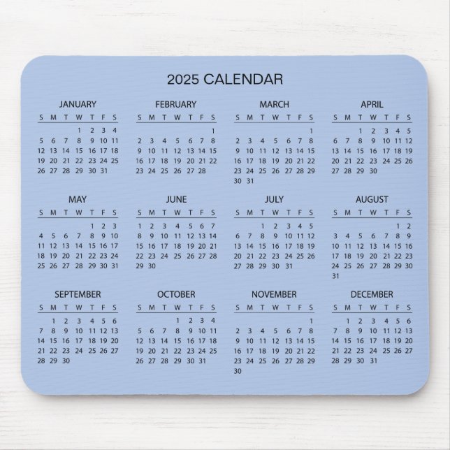 Calendario 2025 simple pero elegante | Alfombrilla (Frente)