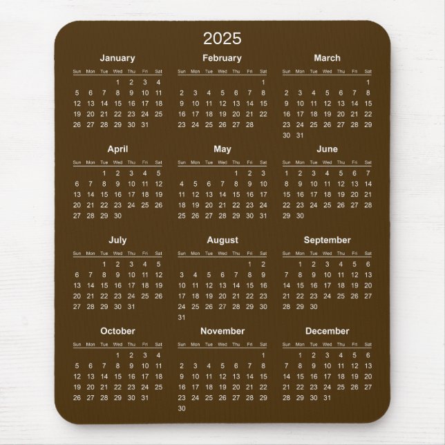 Calendario 2025 simple pero elegante | Alfombrilla (Frente)