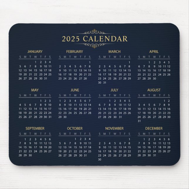 Calendario 2025 simple pero elegante | Alfombrilla (Frente)