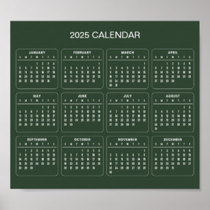 Calendario 2025 simple pero elegante Póster