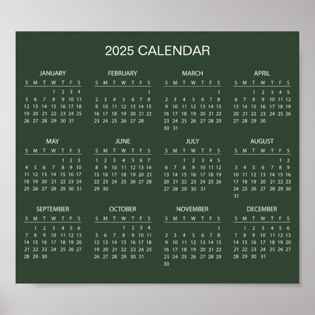 Calendario 2025 simple pero elegante | Póster (Frente)