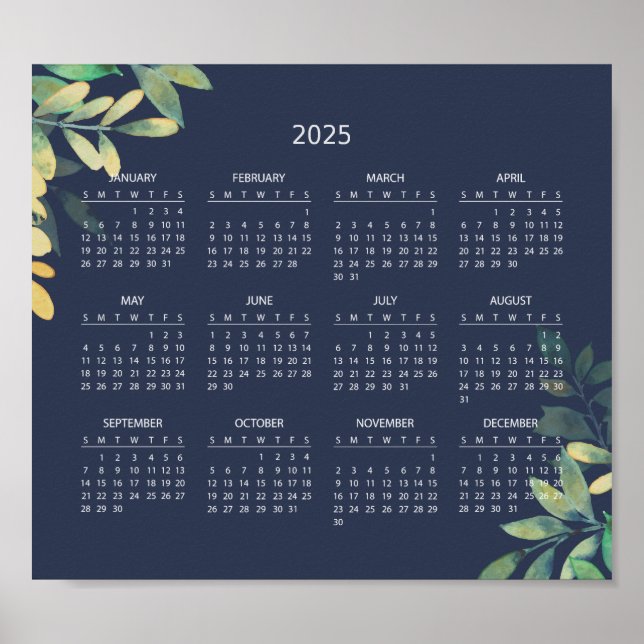 Calendario 2025 simple pero elegante | Póster (Frente)