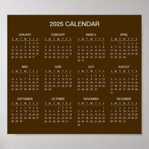 Calendario 2025 simple pero elegante   Póster