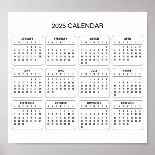 Calendario 2025 simple pero elegante   Póster