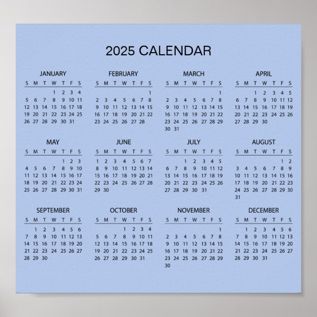 Calendario 2025 simple pero elegante | Póster (Frente)