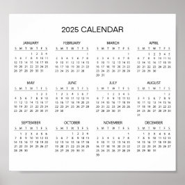 Calendario 2025 simple pero elegante | Póster