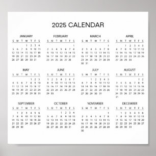Calendario 2025 simple pero elegante   Póster