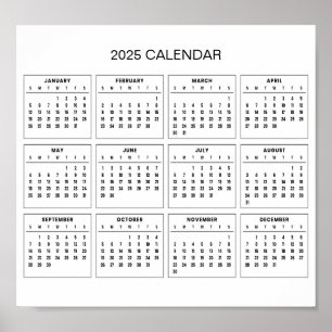 Calendario 2025 simple pero elegante   Póster