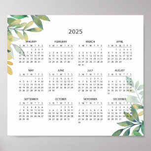 Calendario 2025 simple pero elegante   Póster