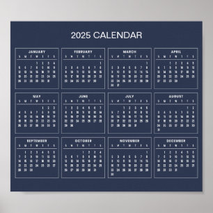 Calendario 2025 simple pero elegante   Póster