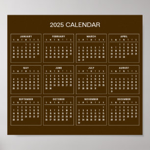 Calendario 2025 simple pero elegante Póster