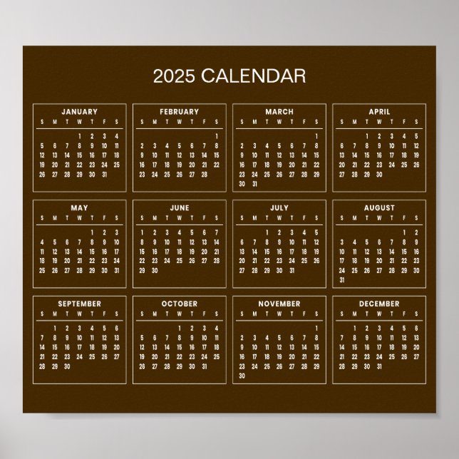 Calendario 2025 simple pero elegante | Póster (Frente)