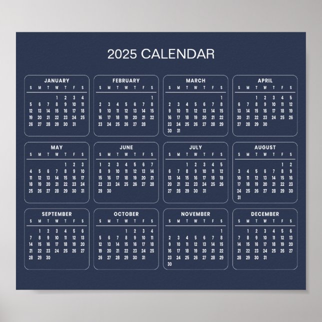 Calendario 2025 simple pero elegante | Póster (Frente)