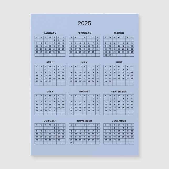 Calendario 2025 simple pero elegante | Tarjeta mag (Anverso)