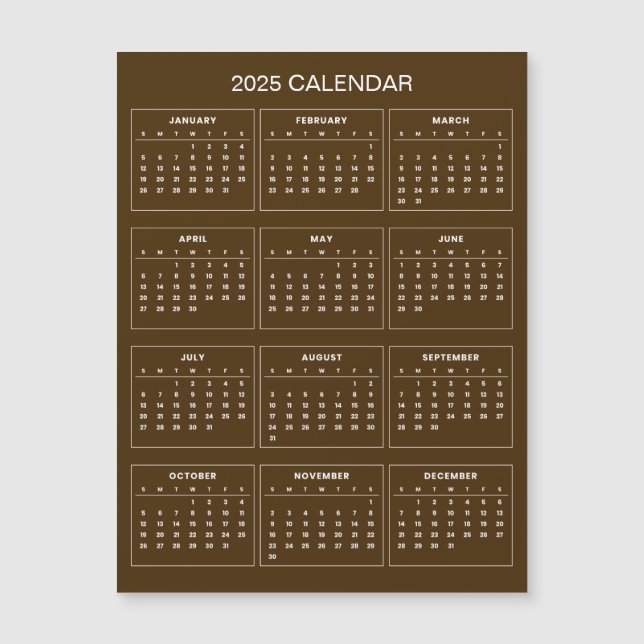 Calendario 2025 simple pero elegante | Tarjeta mag (Anverso)
