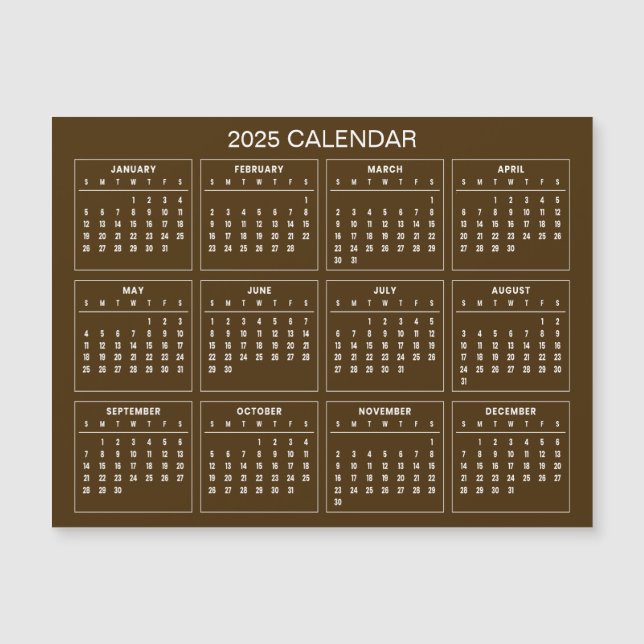Calendario 2025 simple pero elegante | Tarjeta mag (Anverso)