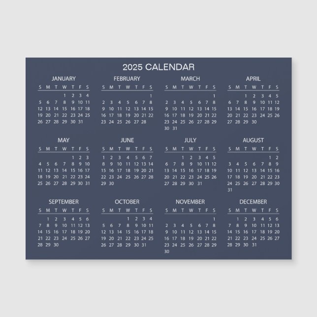 Calendario 2025 simple pero elegante | Tarjeta mag (Anverso)