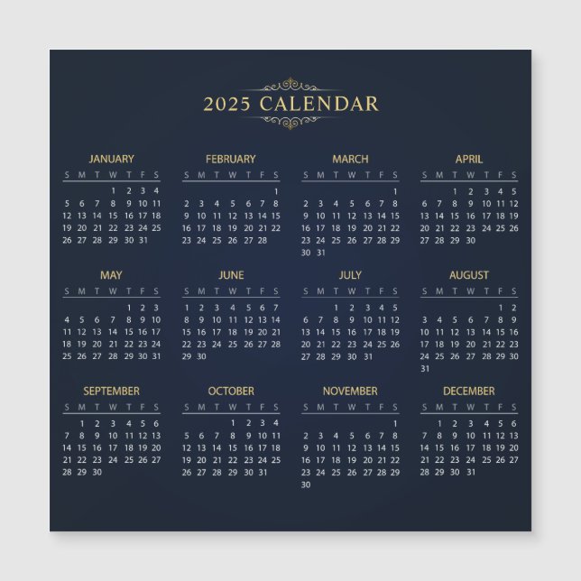 Calendario 2025 simple pero elegante | Tarjeta mag (Anverso)