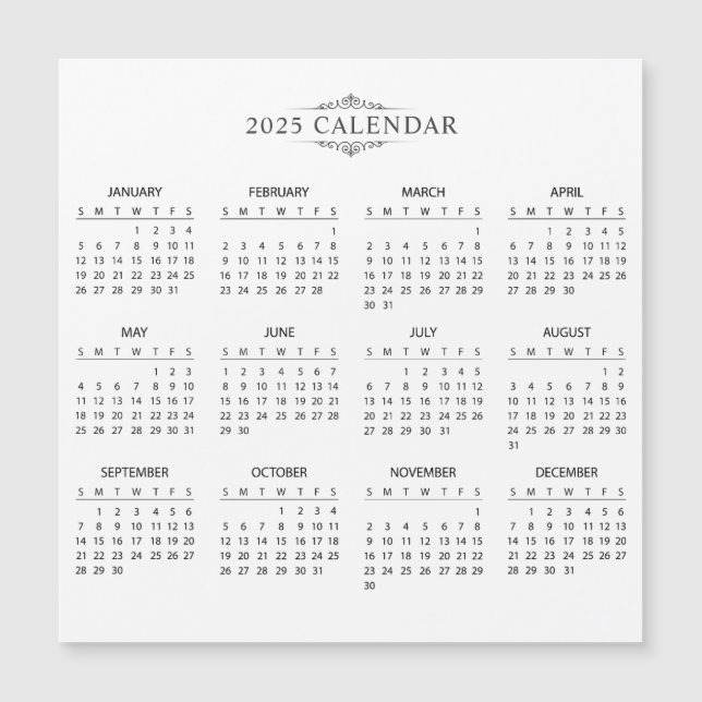 Calendario 2025 simple pero elegante | Tarjeta mag (Anverso)
