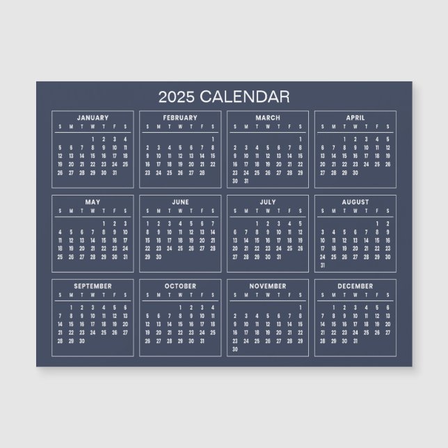 Calendario 2025 simple pero elegante | Tarjeta mag (Anverso)