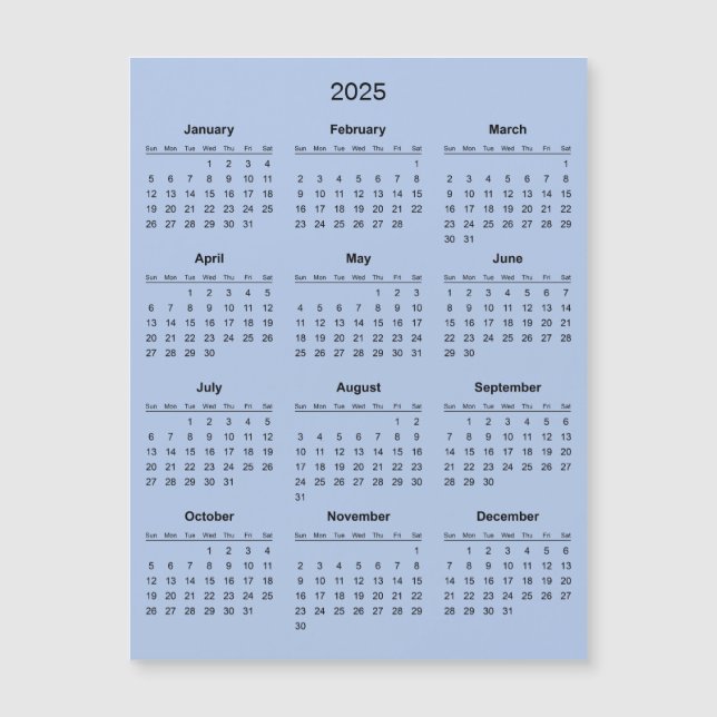 Calendario 2025 simple pero elegante | Tarjeta mag (Anverso)