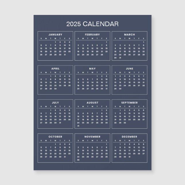 Calendario 2025 simple pero elegante | Tarjeta mag (Anverso)