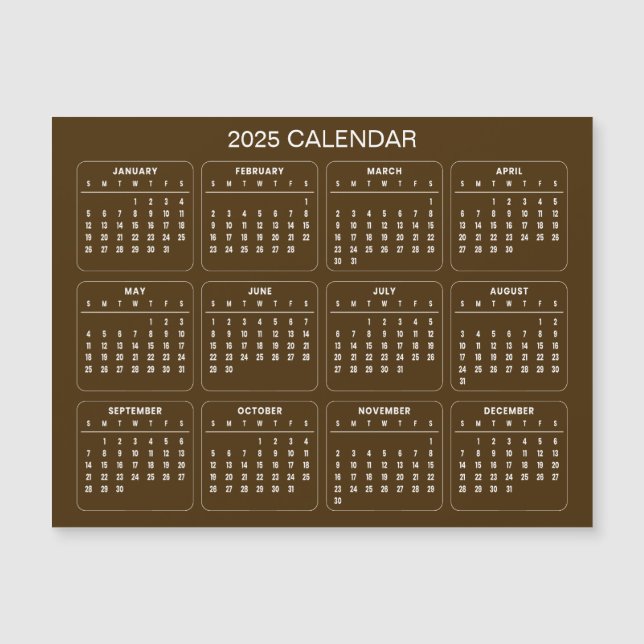 Calendario 2025 simple pero elegante | Tarjeta mag (Anverso)