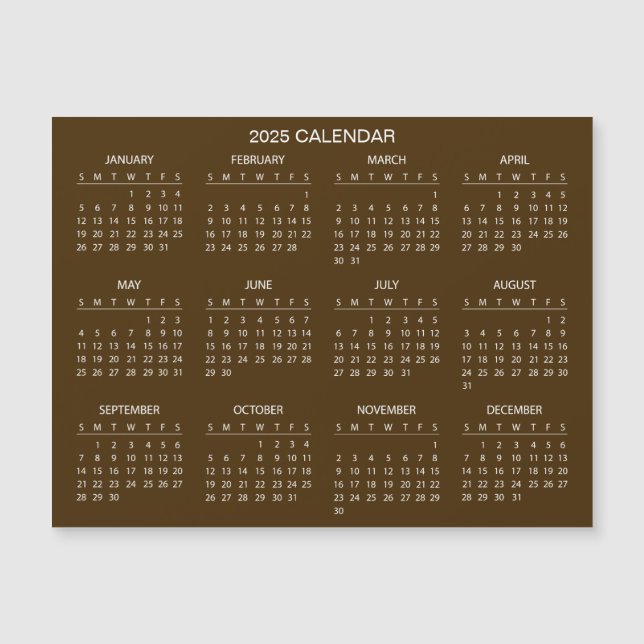 Calendario 2025 simple pero elegante | Tarjeta mag (Anverso)