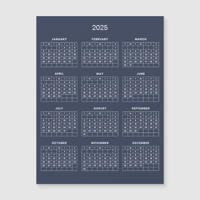 Calendario 2025 simple pero elegante | Tarjeta mag (Anverso)