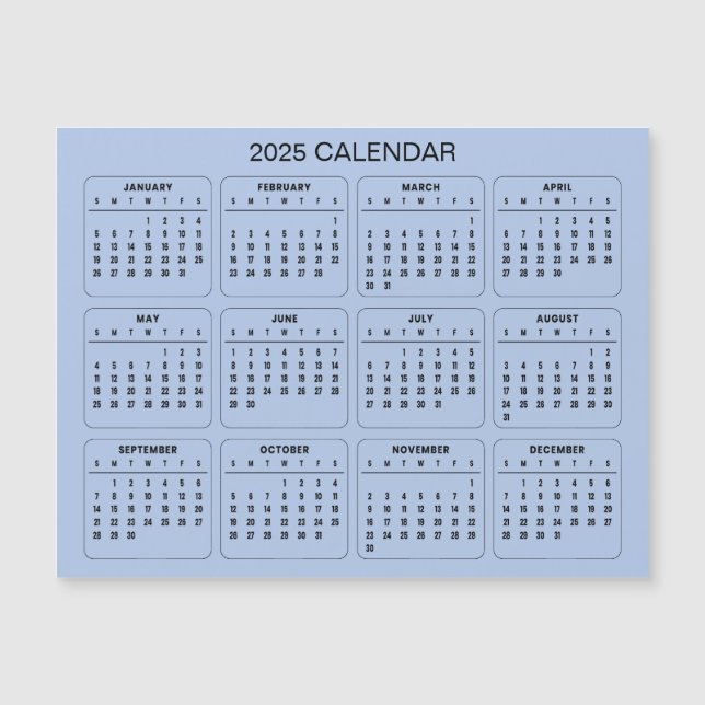 Calendario 2025 simple pero elegante | Tarjeta mag (Anverso)