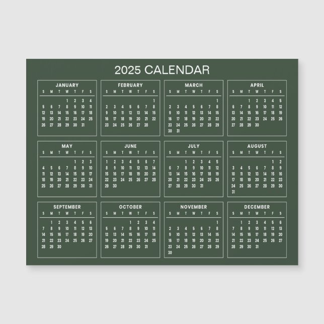 Calendario 2025 simple pero elegante | Tarjeta mag (Anverso)