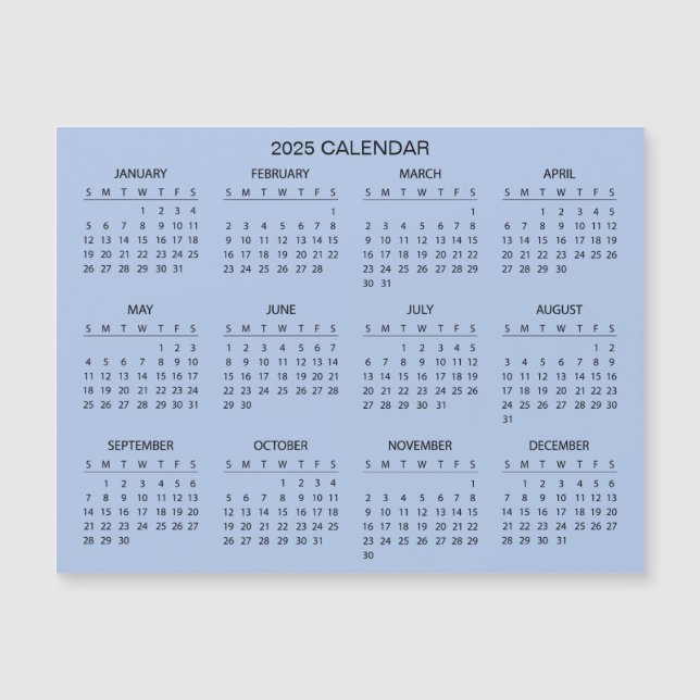 Calendario 2025 simple pero elegante | Tarjeta mag (Anverso)