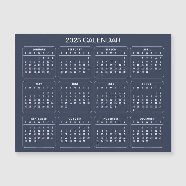 Calendario 2025 simple pero elegante | Tarjeta mag (Anverso)