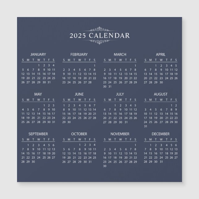 Calendario 2025 simple pero elegante | Tarjeta mag (Anverso)