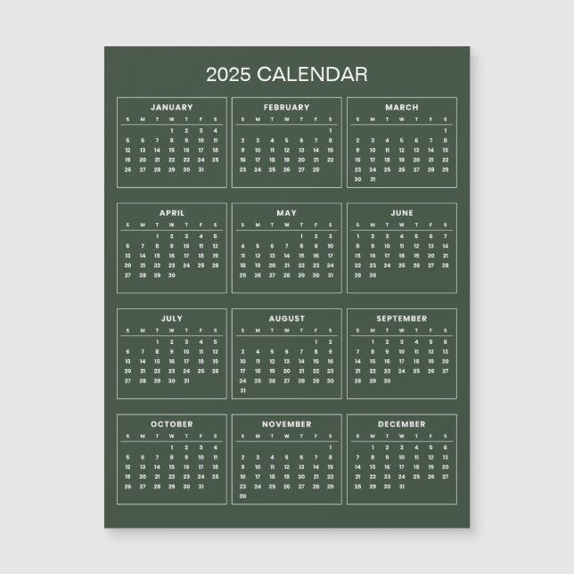 Calendario 2025 simple pero elegante | Tarjeta mag (Anverso)