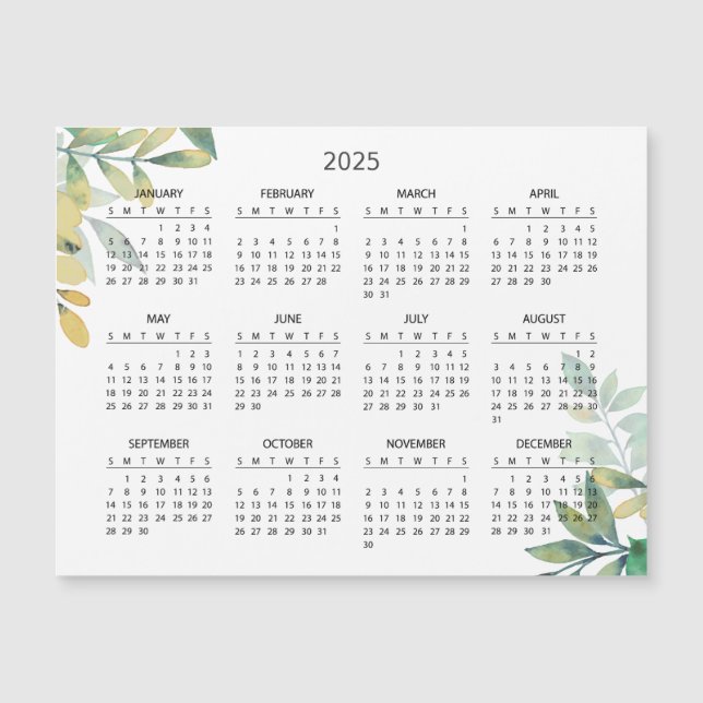 Calendario 2025 simple pero elegante | Tarjeta mag (Anverso)