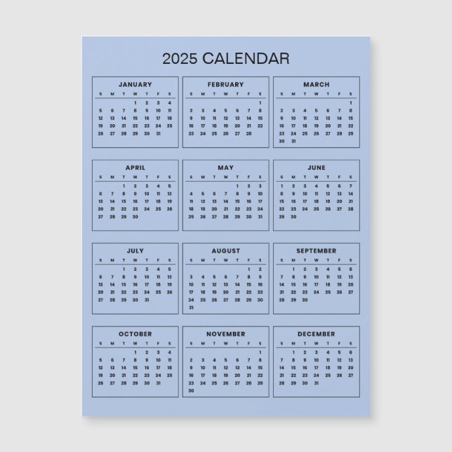 Calendario 2025 simple pero elegante | Tarjeta mag (Anverso)