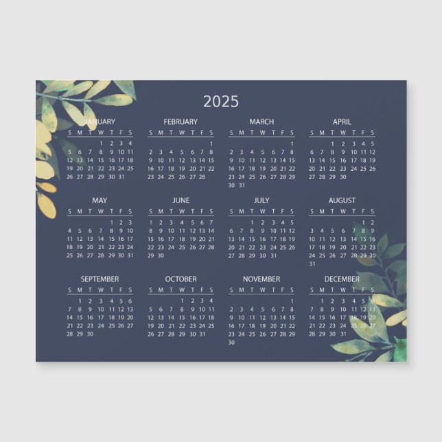 Calendario 2025 simple pero elegante | Tarjeta mag (Anverso)