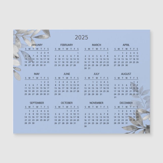 Calendario 2025 simple pero elegante | Tarjeta mag (Anverso)