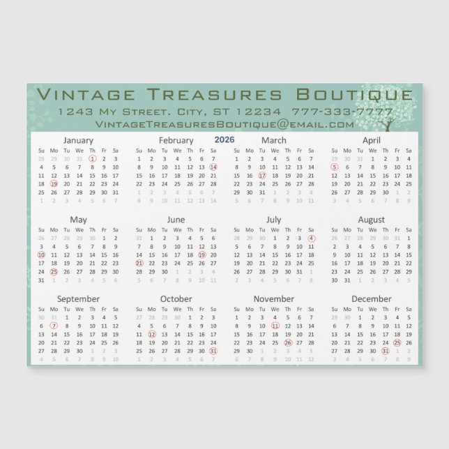Calendario 2025 Verde Menta Corazón Hoja Árbol (Anverso)