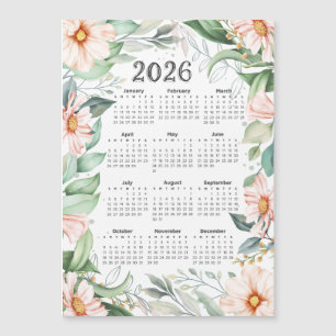 Calendario 2026 Acuarela Eucalyptus Naranja Floral