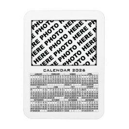 Calendario 2026 Añadir 1 fotos imán blanco