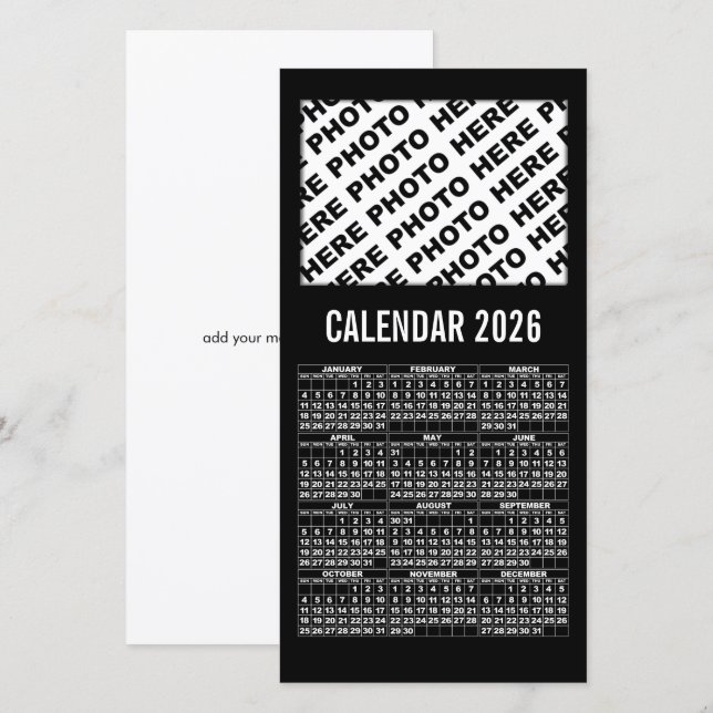 Calendario 2026 Añadir 1 tarjeta de foto horizonta (Anverso / Reverso)