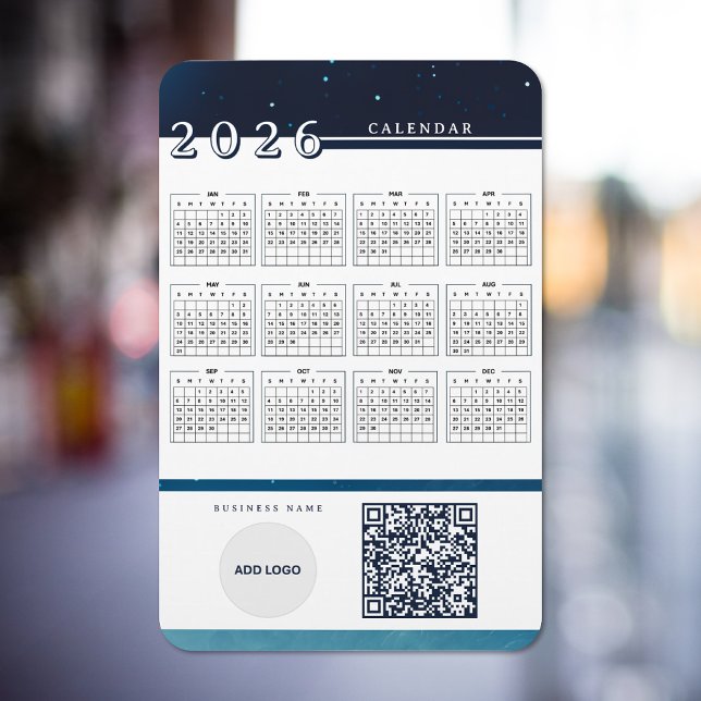 Calendario 2026 Añadir logotipo Código QR Imán fle (2026 Calendar Add Logo QR Code Flexible Magnet)