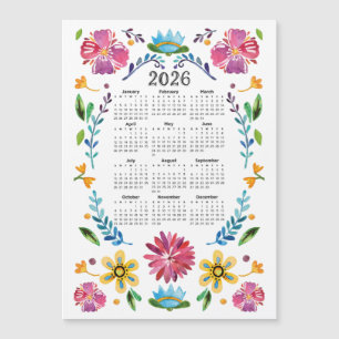 Calendario 2026 Arte folclórico floral tradicional