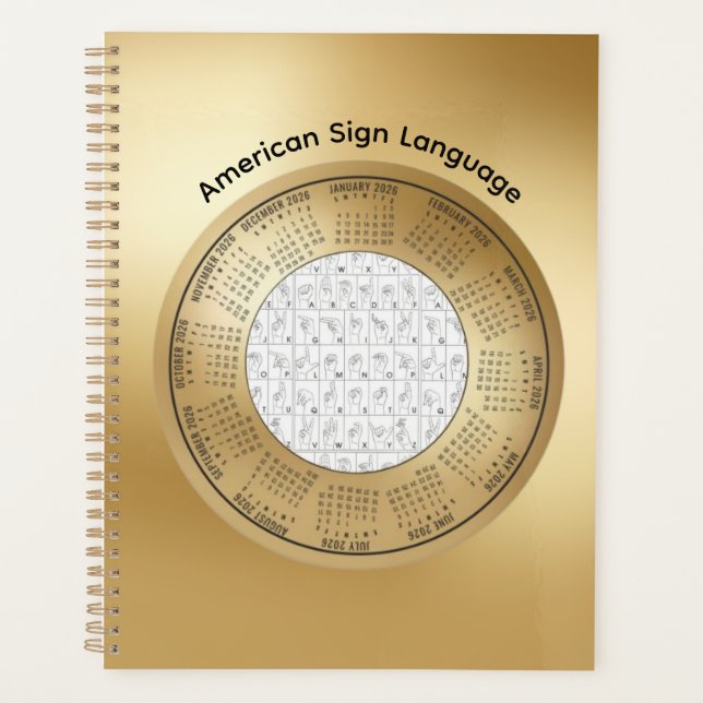 Calendario 2026 ASL Planificador de Lenguaje de Se (Anverso)