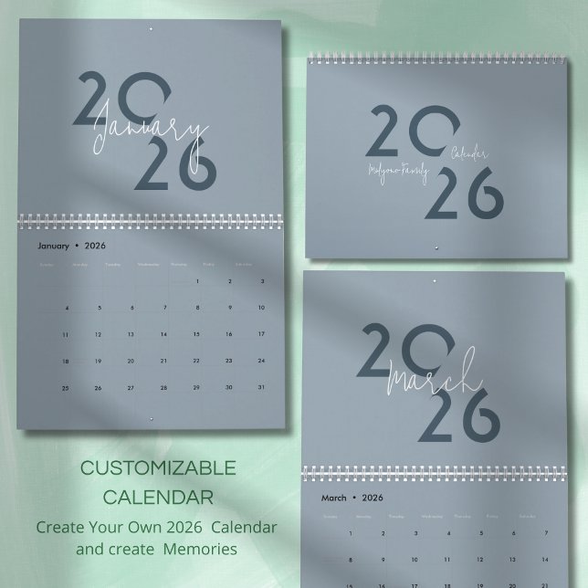 Calendario 2026 Azul Simple Elegante (Subido por el creador)